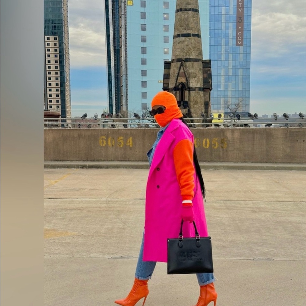 Bold Pink and Orange Trench Coat